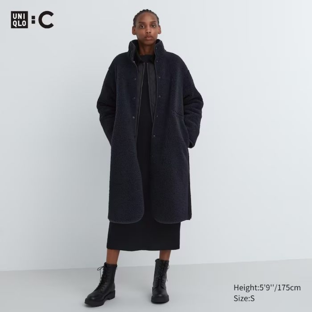 Uniqlo C Collection Stand Collar Fleece Coat - Small
